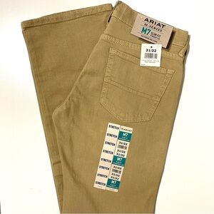 NWT Ariat M7 Grizzly Khaki Work Jeans - Slim Stretch & Straight Leg - 31 | 32